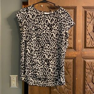 Leopard print black and white blouse